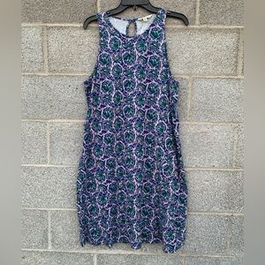 Boden Swing Jersey Tank Dress* Key Hole Neck Festival Artisan Bloom Size 12L